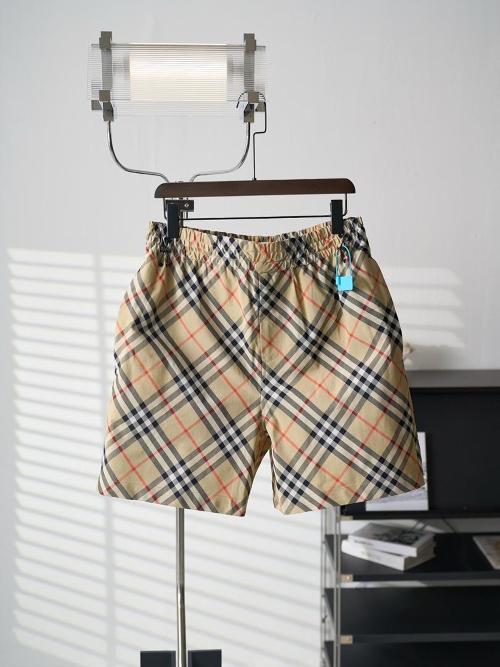 Burberry Beige Plaid Men’s Swim Trunks
